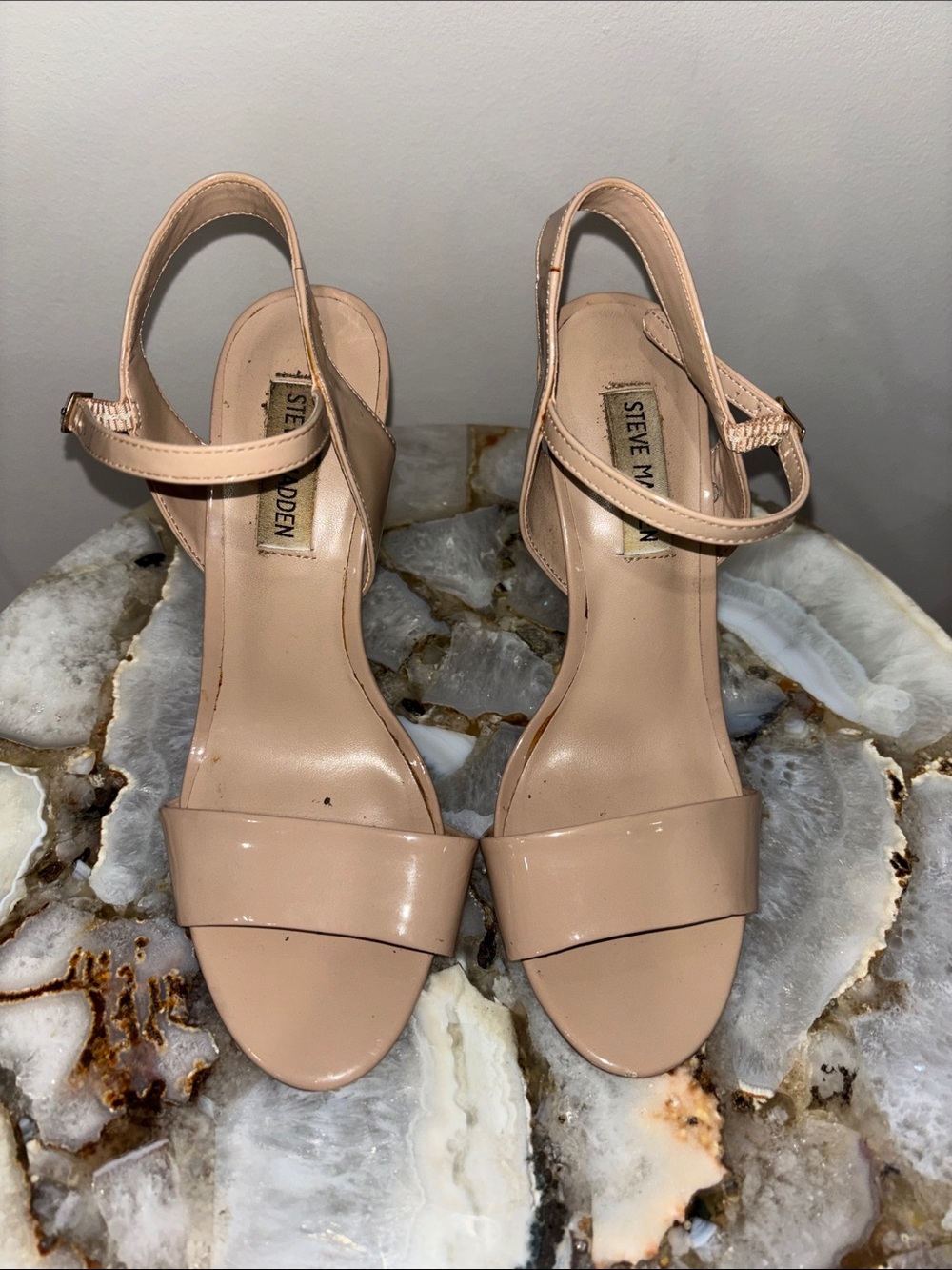 Steve Madden Blush Patent Ankle-Strap Heels